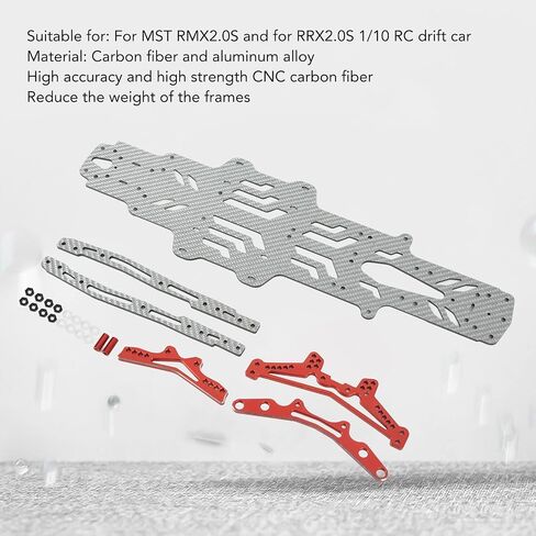 VBESTLIFE 110 Scale RC Car Chassis Kit,Aluminum Alloy Accurate Carbon Fiber Flexible Bottom Plate Set Vehicle Scale Accessories for RMX2.0S RRX2.0S (Silver SSG) in Saudi Arabia