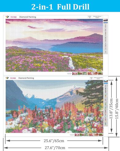 TOCARE 2 Pack Large Diamond Painting Kits, Waterfall Diamond Painting Kits for Adults, Full Drill Diamond Art Kits for Adults Nature Scenery 16x28inch Home Wall Decor in Kuwait