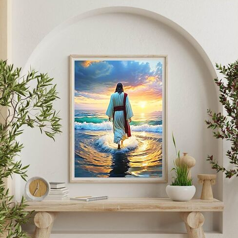 DIY الماس الفن اللوحة يسوع 12x16 بوصة عدة، مجموعات الفن الماس للبالغين كامل جولة الحفر الماس الفن مثالية لديكور جدار المنزل (يسوع الديني) in Saudi Arabia