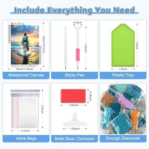 DIY الماس الفن اللوحة يسوع 12x16 بوصة عدة، مجموعات الفن الماس للبالغين كامل جولة الحفر الماس الفن مثالية لديكور جدار المنزل (يسوع الديني) in Saudi Arabia