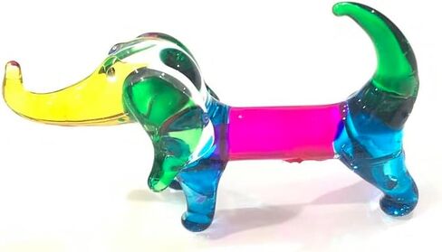 Dachshund Dog Miniature Animals Collection, Hand Blown Art Glass, Dollhouse Miniatures, Decorations, Seasonal Gift, Souvenirs (Red/Blue/Yellow/Green) in Saudi Arabia