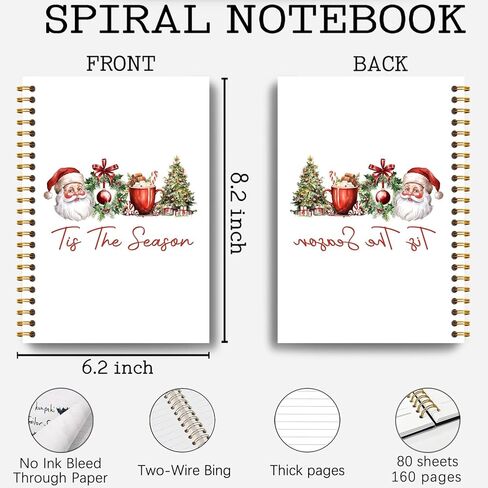 دفتر عيد الميلاد، تيس الموسم سانتا عيد الميلاد مجلة، هدايا مكتب عيد الميلاد لزملاء العمل، هدايا سانتا، دفتر تكوين عيد الميلاد، دفتر عيد الميلاد دوامة 5.5x8.3 بوصة in Kuwait
