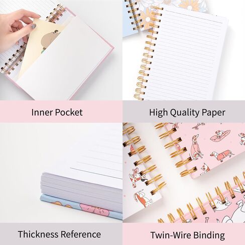 A5 Cute Doggy Spiral Hard Cover Notebooks,160 Ruled Pages, Inner Storage Pocket,Double Bindings with Golden Metallic Coils (Charming Companions) in Saudi Arabia
