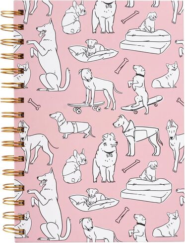 A5 Cute Doggy Spiral Hard Cover Notebooks,160 Ruled Pages, Inner Storage Pocket,Double Bindings with Golden Metallic Coils (Charming Companions) in Saudi Arabia