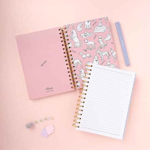 A5 Cute Doggy Spiral Hard Cover Notebooks,160 Ruled Pages, Inner Storage Pocket,Double Bindings with Golden Metallic Coils (Charming Companions) in Saudi Arabia