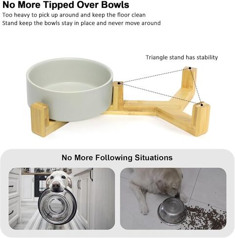 Nepfaivy Puppy Bowls for Small Dogs - Ceramic Dog Food and Water Bowl Set, 5"D x 1.97"H, 13.5oz Weighted Cat Food Bowls, Heavy Dog Dishes for Small Dogs, Pet Feeding Station for Dogs and Indoor Cats in Saudi Arabia