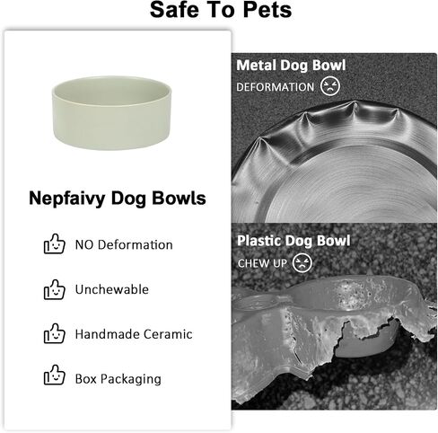 Nepfaivy Puppy Bowls for Small Dogs - Ceramic Dog Food and Water Bowl Set, 5"D x 1.97"H, 13.5oz Weighted Cat Food Bowls, Heavy Dog Dishes for Small Dogs, Pet Feeding Station for Dogs and Indoor Cats in Saudi Arabia