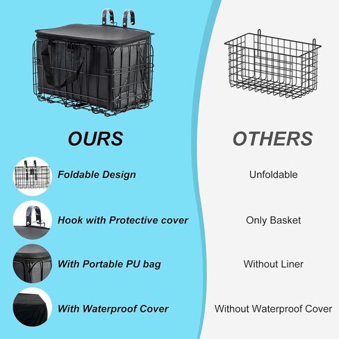 Bike Rear Basket Folding Bike Rack Basket with Removable Liner Bag and Quick Release Design Bicycle Bike Basket for Adult Carring Dogs,Pets,Cargo in Saudi Arabia