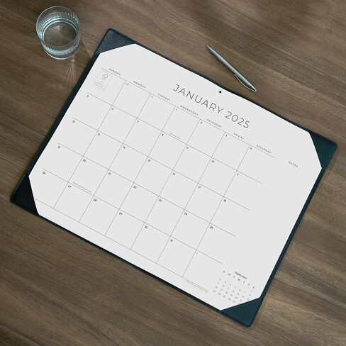Cabbrix Simplified Desk Calendar 2025-2026 with Desktop Mat, Desk Pad Calendar Large 21" x 16-1/2" Runs from Jan 2025 to Jun 2026, Monthly Desktop Calendar for Home School and Office (Black) in Kuwait