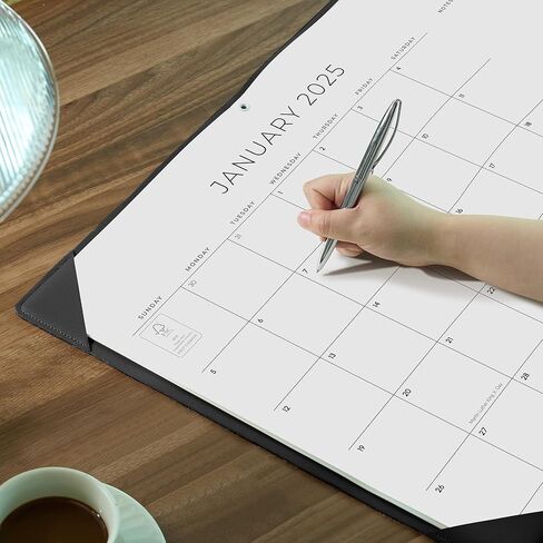 Cabbrix Simplified Desk Calendar 2025-2026 with Desktop Mat, Desk Pad Calendar Large 21" x 16-1/2" Runs from Jan 2025 to Jun 2026, Monthly Desktop Calendar for Home School and Office (Black) in Kuwait