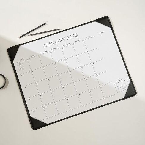 Cabbrix Simplified Desk Calendar 2025-2026 with Desktop Mat, Desk Pad Calendar Large 21" x 16-1/2" Runs from Jan 2025 to Jun 2026, Monthly Desktop Calendar for Home School and Office (Black) in Kuwait