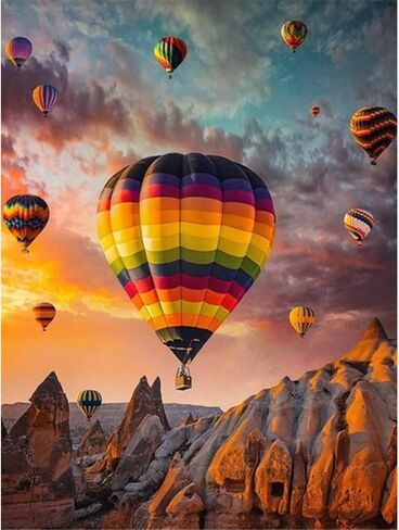 Huacan مجموعات الطلاء الماسي للبالغين والمبتدئين مربع الحفر الكامل الماس الفنون الحرفية لديكور جدار المنزل هدية 11.8 × 15.7 بوصة (بالون الهواء الساخن) in Kuwait