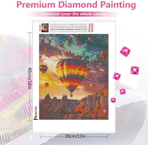 Huacan مجموعات الطلاء الماسي للبالغين والمبتدئين مربع الحفر الكامل الماس الفنون الحرفية لديكور جدار المنزل هدية 11.8 × 15.7 بوصة (بالون الهواء الساخن) in Kuwait