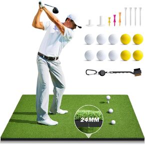 NTE Golf Mat, Golf Hitting Mat Artificial Dual-Turf Golf Practice Mat 5x4ft Non-Slip Golf Hitting Training Mat with Golf Accessories for Indoor and Outdoor, Golf Gifts for Men