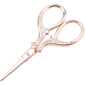 Vintage Scissors, European Retro Cross Stitch Scissor for Dressmaker Needlework Sewing Crafting Fabric Use(Rose Gold)