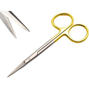 ARTMAN INSTRUMENTS Tungsten Carbide Iris Lab Scissors – 4.5" Straight Surgical Scissors Gold Plated, Tungsten Carbide Inserts for Precision Cutting, Embroidery & Craft Use