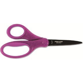 Fiskars Student Designer Non-Stick Scissors, Pointed Tip, 7" Long, 2.75" Cut Length, Randomly Assorted Straight Handles