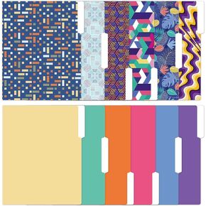 Decorative File Folders, Set of 12 Tab Cute File Folders Letter Size Decorative Colored File Folders Boho Manilla Folders 9.6 x 11 Pretty File Folders Home School Office Supplies