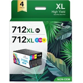 712XL 712 Ink Cartridges Remanufactured 712 Ink Cartridges Replacement for HP DesignJet T210 T230 T250 T630 T650 Printers (Black, Cyan, Magenta, Yellow, 4 Combo Pack)