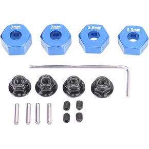 14mm Diameter 5.5mm 7mm RC Wheel Hub Hex RC Car Wheel Hub Adaptor Aluminium Alloy RC Hex Wheel Hub(Blue)