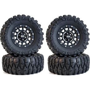 2.6 Tires All Terrain Soft Rubber Crawler Car Tire & Rim for Off Road Race, OD 135mm Rubber Tire & Metal Rims with 17mm/12mm Hexes for MJX H8H MK07 KM4 Traxxas TRX-4 TRX-6 Axial 1/7 1/8 1/10 Crawler