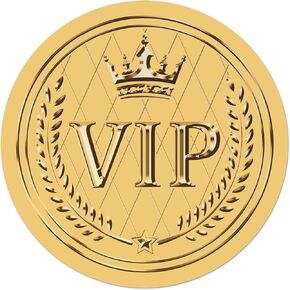CRASPIRE VIP Stickers 100Pcs 2" Crown Envelope Seals Stickers Gold Foil Stickers Vintage VIP Envelope Stickers with Serrated Edge Embossed Envelope Seals for Envelopes Diplomas Wedding Supplies DIY