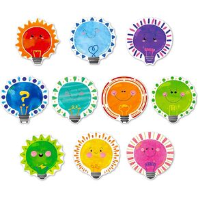 Gethelud 50 PCS Light Bulb Cutouts, Double-sided Printing Lighting Accents Cut-outs Bulletin Board Classroom Decoration in 10 Designs Holiday Decoration Party Supplies for Kids Teacher Student