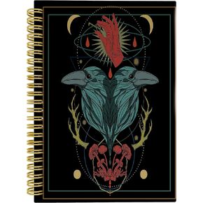 Knibeo Witch Raven Journal Notebook - Witch Gifts, Witchy Journal, 5.5×8.3 Inch Vintage Mushroom Spiral Bound Notebook, Gothic Journal, Tarot Journal Notebook