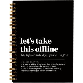 Funny Notebooks for Work, Let's Take This Offline Definition Notebook, Office Gifts for Coworkers Women Men, Office Desk Supplies, Spiral Notebook 5.5x8.3 Inch