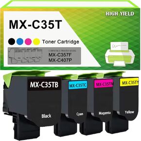 MX-C35T MX C35T Toner Cartridge Compatible MX-C35TB MX-C35TC MX-C35TM MX-C35TY Toner Replacement for sharpMX-C357F MX-C407P Printer (Black Cyan Magenta Yellow)