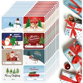 80 Piece Christmas Tags: Santa Snowman and Gingerbread Themed Stickers for Gifts