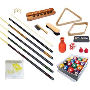Pool Table - Premium Billiard 32 Pieces Accessory Kit - Pool Cue Sticks Bridge Ball Sets