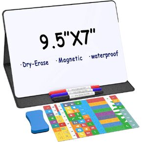 Small Desktop Dry Erase Board, 9.5x7 Magnetic Planner Desk White Board with Stand, Portable Whiteboard for Office Home School Supplies MH780 (M1 Blank (Blue))