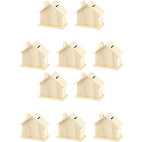 Angoily 30pcs Wooden Piggy Bank, Unfinished Savings Bank House Money Box for Boys Girls Adults to Saving Money, Tip Jar Cash and Change Container