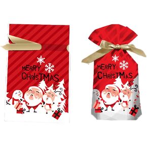 50 Count Gift Bags Christmas Drawstrings Bag Goody Bags for Party Favors Holiday Gifts Wrapping, 6x10.3 Inches Red