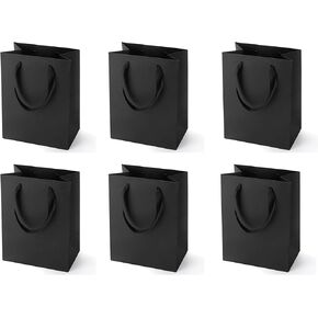Argivean Black Gift Bags With Handles: 6pcs Medium Gift Bags Bulk 8x5x10 Inch For Wedding Party Birthday Business