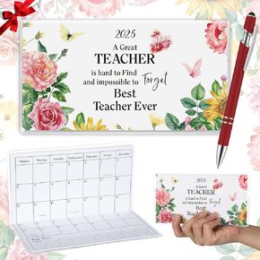 Gueevin 2025 Pocket Calendar for Purse with Pen Teacher Appreciation Gifts Small Pocket Planner Handy Weekly Monthly Planner Journal Writing Notebook for Christmas New Year Gift Women Teacher Gifts