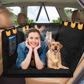 ANEW Dog Car Seat Cover for Pets, Dog Car Seat Cover for Back Seat with Hard Bottom, 600D Heavy Duty Dog Hammock for Car, Dog Car Camping Mattress Dog Protector for Car SUV Truck