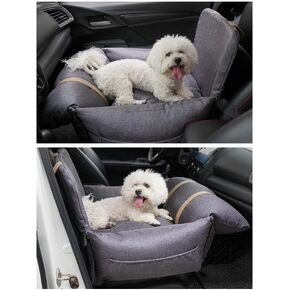 مقعد سيارة للكلاب الصغيرة، مقعد سيارة معزز بسحاب للكلاب، سرير سيارة للكلاب قابل للفصل للحيوانات الأليفة التي يقل وزنها عن 25 رطل، سهل الالتفاف حول مقعد الدلو. تصميم بجيب جانبي ومقود بمشبك. in Kuwait