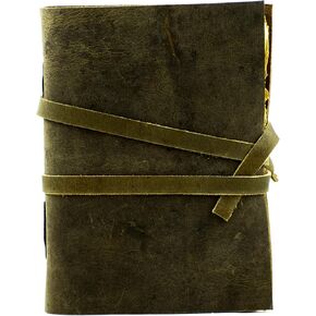 OVERDOSE Deckle Turquoise Leather Journal - Vintage Travel Journal for Men & Women Sketch Writing Diary Sketchbook Book of Shadows Handmade Vintage Deckle Edge Paper -6 x 8 inches | 15 x 20 cm | A5