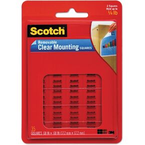 Scotch 859 Mounting Squares, Precut, Removable, 11/16" x 11/16", Clear, 35 Tabs/Pack, Pack of 4, Total 140 Tabs