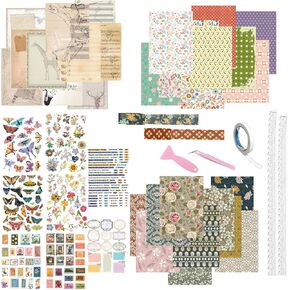 RU-X Scrapbook Accessories,Vintage Scrapbook Stickers,Scrapbook Paper,Scrapbook Tape,Scrapbooking Supplies for Photo Album,Journaling