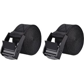 TRIWONDER Cinch Tie Down Strap Lashing Straps Heavy Duty Nylon Straps with Cam Buckles for Cargo, Trucks, Boat, Motorcycle,SUP, Kayak, Canoe, Trailer (2m, Black - 2 Pack)