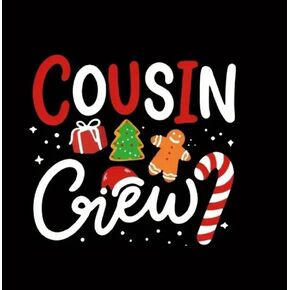 Christmas Cousin Crew Heat Transfer Patch, Direct to Film DIY Iron-On Decal for T-Shirts, Masks, Jeans, Backpacks