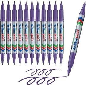 Artline 041T Twin-Nib Permanent Markers | 1 Pen, 2 Points, 3 Line Widths | Permanent | Low Odor | 0.4mm Fine/1.0mm Bullet Tips | Pack of 12 | Red
