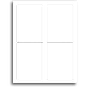 Blank White Adhesive 3.5" x 5" Labels - 25 Sheets / 100 Labels - Blank Stickers Printable with Inkjet/Laser Printers