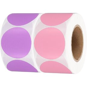 PATIKIL 1.5 Inch Round Thermal Label Stickers, 2Rolls/Total 1000Pcs Circle Direct Thermal Sticker Labels Self-Adhesive Thermal Printer Stickers for Business Classroom Office, Pink