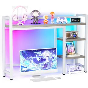 Desk Hutch with Colorful RGB Lights, 4 Tier Desk Top Shelf for Max 28" Computer Monitor, Desk Organizer Shelf for Tidy Storage Display, Desktop Bookshelf for Home, Office, Dorm, Gaming Table, Kitchen in Saudi Arabia
