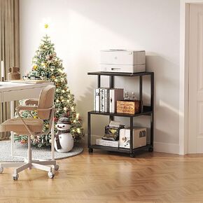 Mexin White Printer Stand-Small 3 Tier Printer Table with Wheels, Industrial Rolling Printer Cart with Storage Shelf for Printer Scanner Fax Home Office Use,17.5 x 11.8 Inches in Saudi Arabia