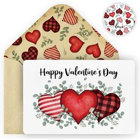 Artoid Mode 24 Pack Eucalyptus Hearts Happy Valentine's Day Thank You Cards Greeting Cards Gift With Envelope Sticker Blank Note Cards for Birthday Wedding Baby Shower Bridal Shower, 4 x 6 Inch